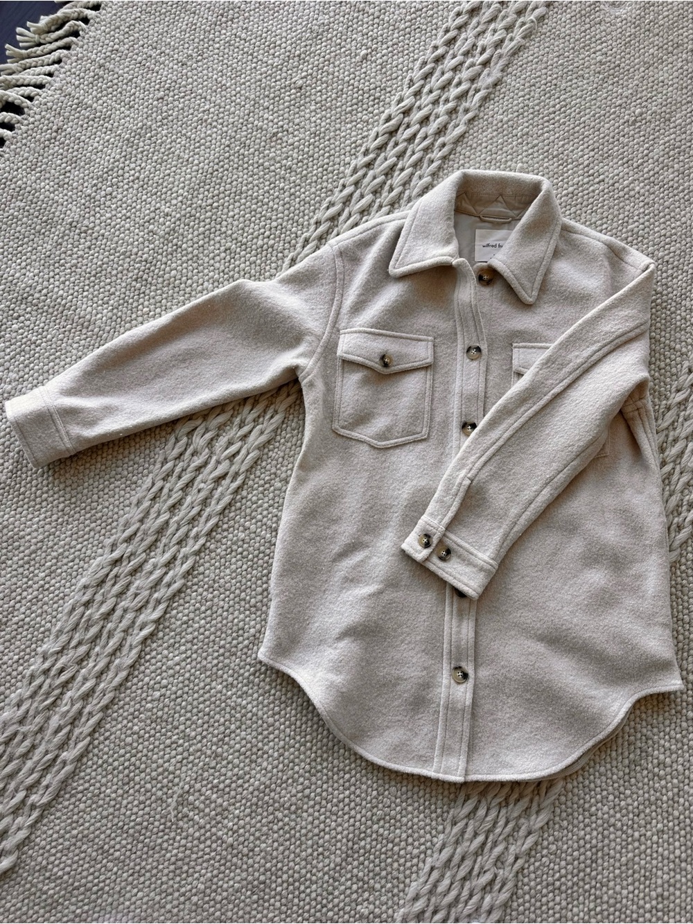 Cream Button-Front Shirt Jacket